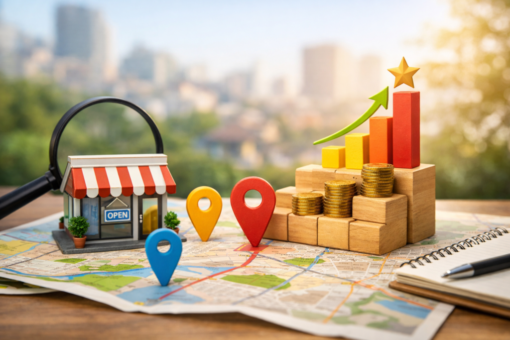 "Strategies to boost local search rankings for businesses farther from the searcher."