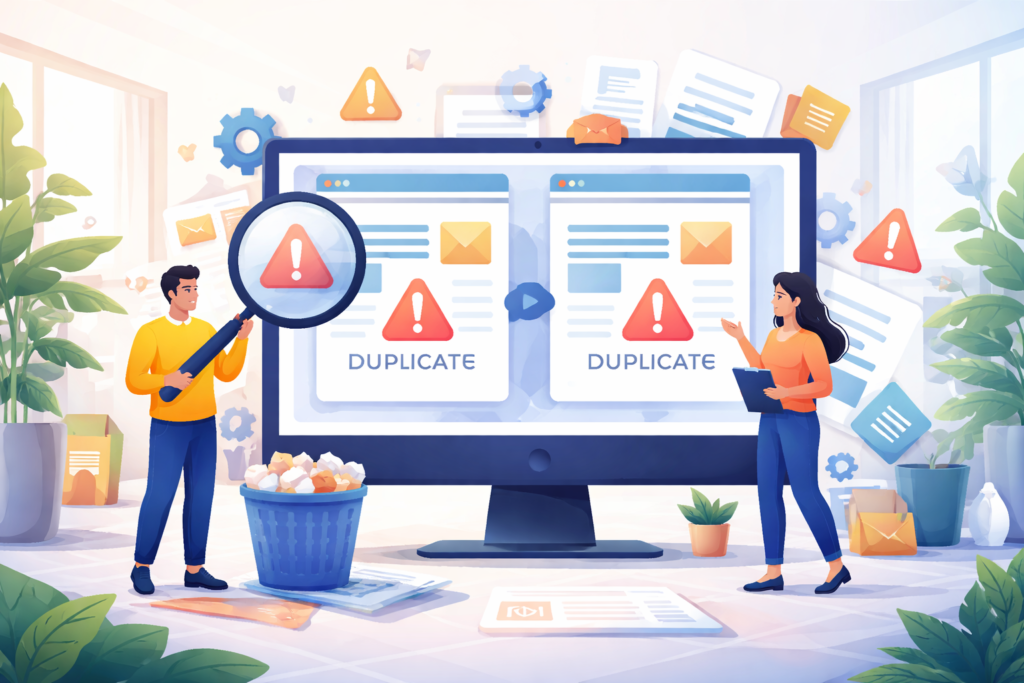 Duplicate web pages review on screen