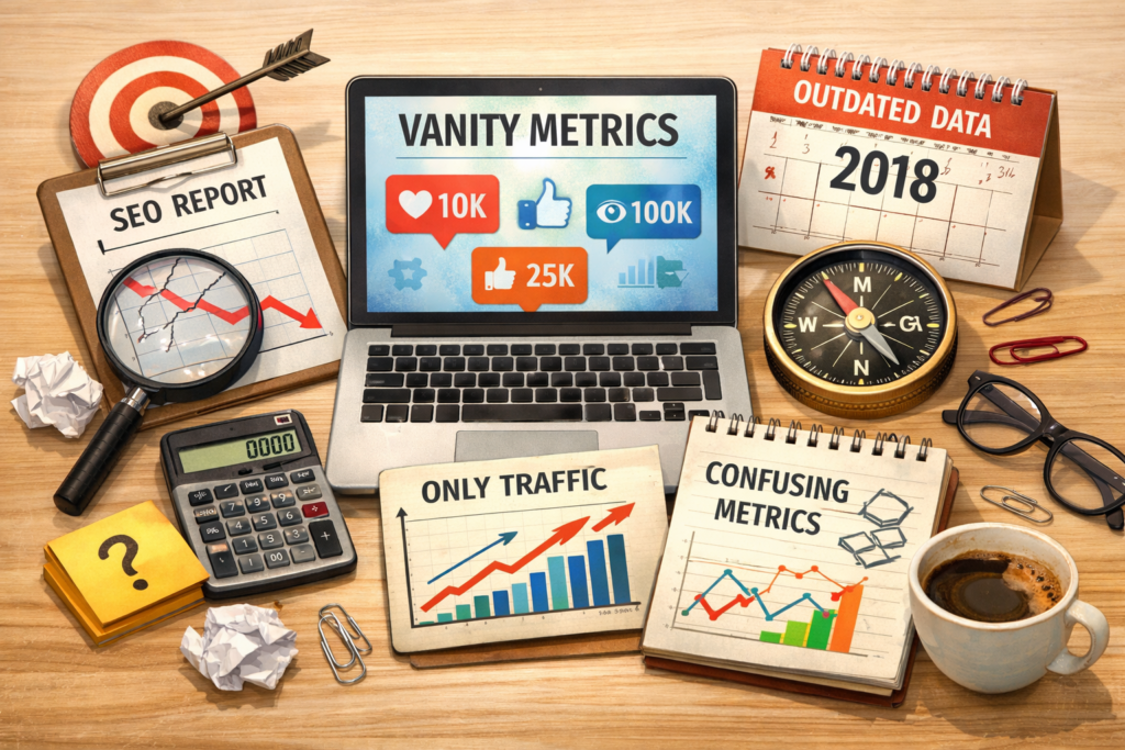 SEO analytics mistakes with misleading metrics