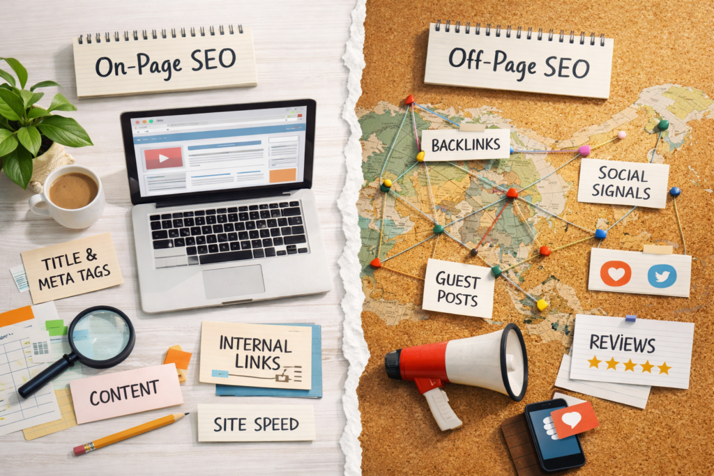 SEO comparison: On-Page vs Off-Page elements