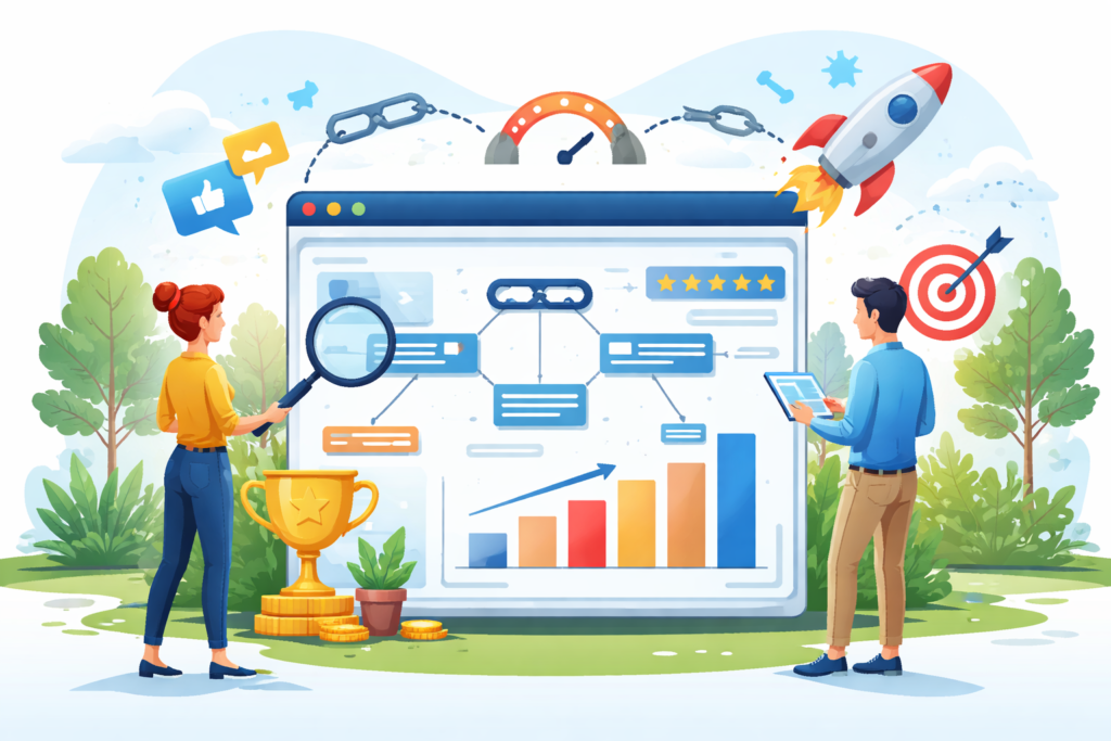 Backlink analysis and authority growth chart