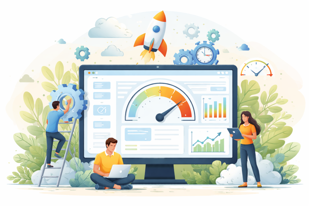 Website performance and speed optimization illustration