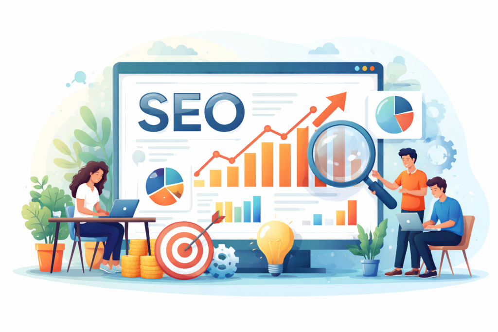 “SEO performance dashboard with analytics charts”