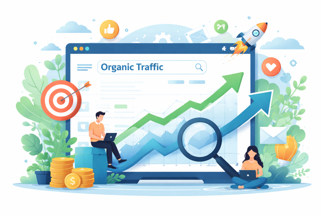 "Rising organic traffic with SEO growth"