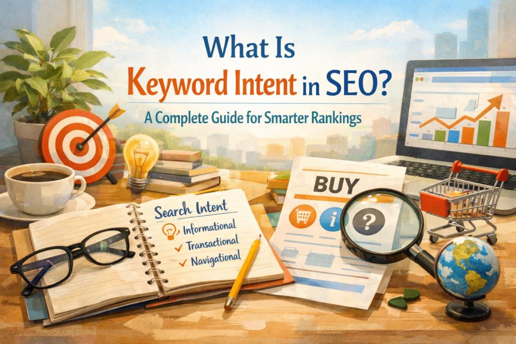Keyword intent and SEO concept visualization
