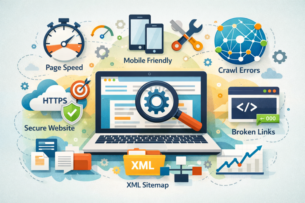 SEO performance metrics and site health