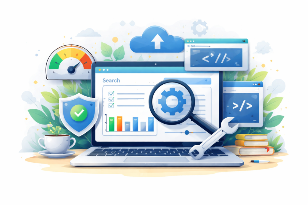 Technical SEO website performance optimization illustration