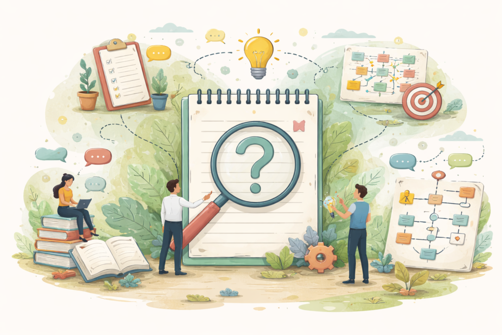 Organizing ideas visually around key questions