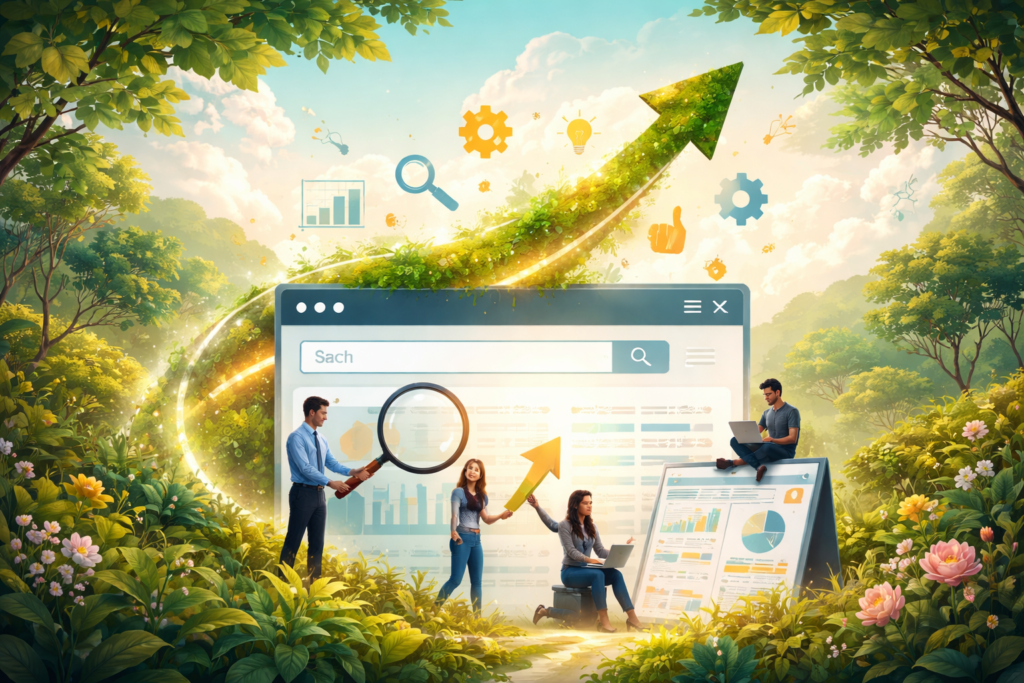 Professional woman analyzing website performance data