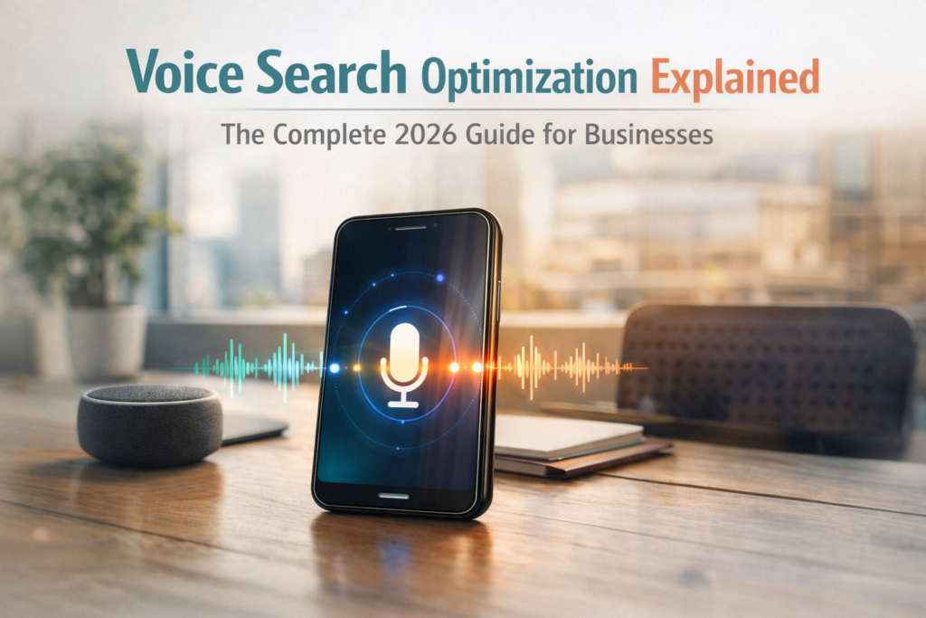 Smartphone displaying voice search optimization interface