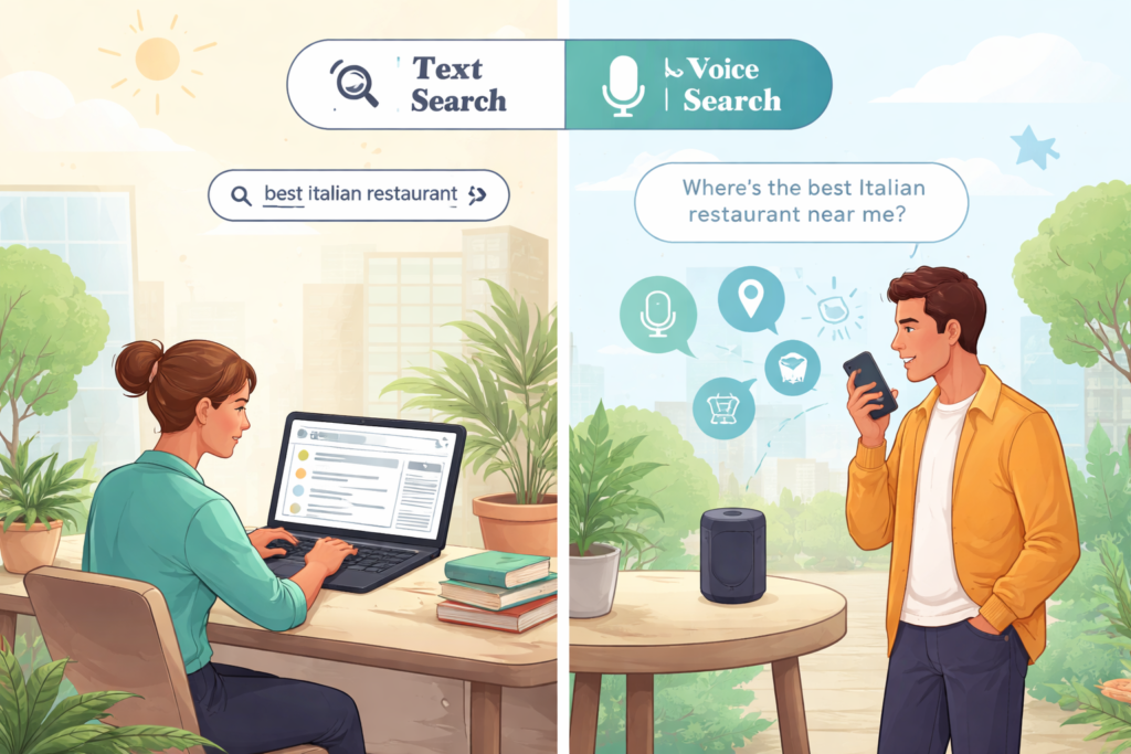 Text search versus voice search comparison