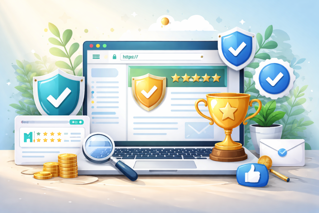 Trusted professional website workspace on laptop