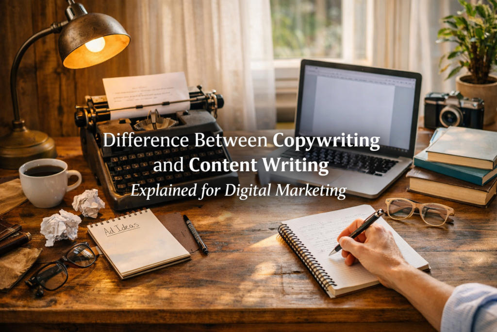 Copywriting vs Content Writing digital marketing workspace