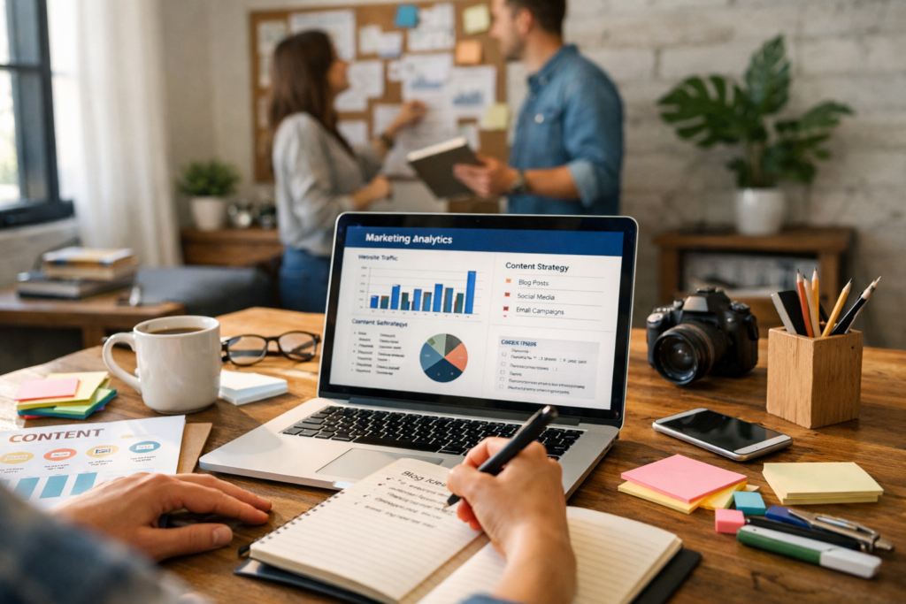 Stressed business team reviewing confusing reports together